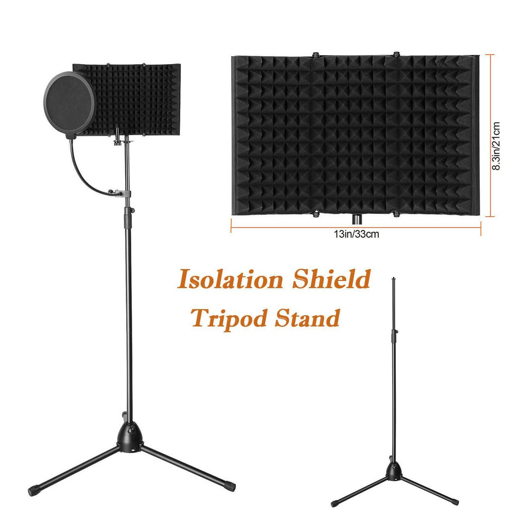 Filtre anti-pop pliable avec trépied réglable pour microphone