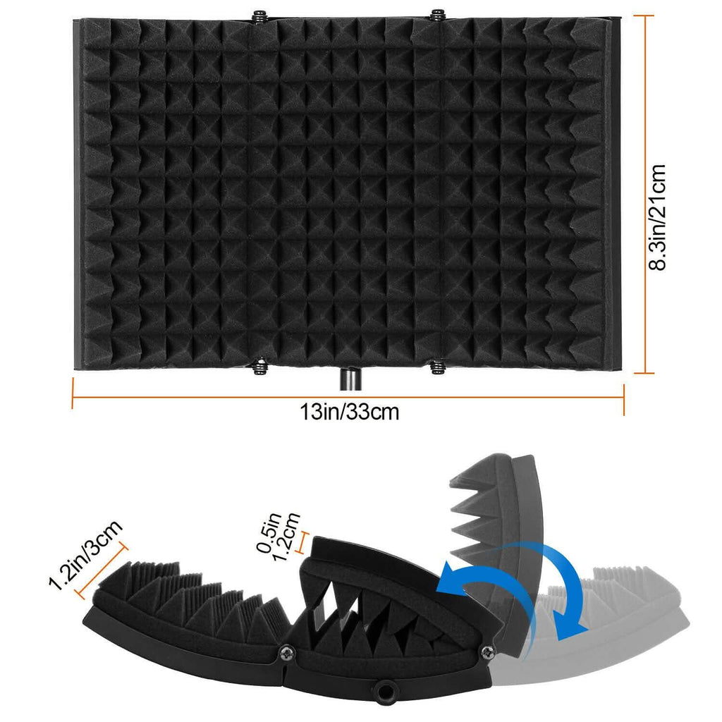 Filtre anti-pop pliable avec trépied réglable pour microphone