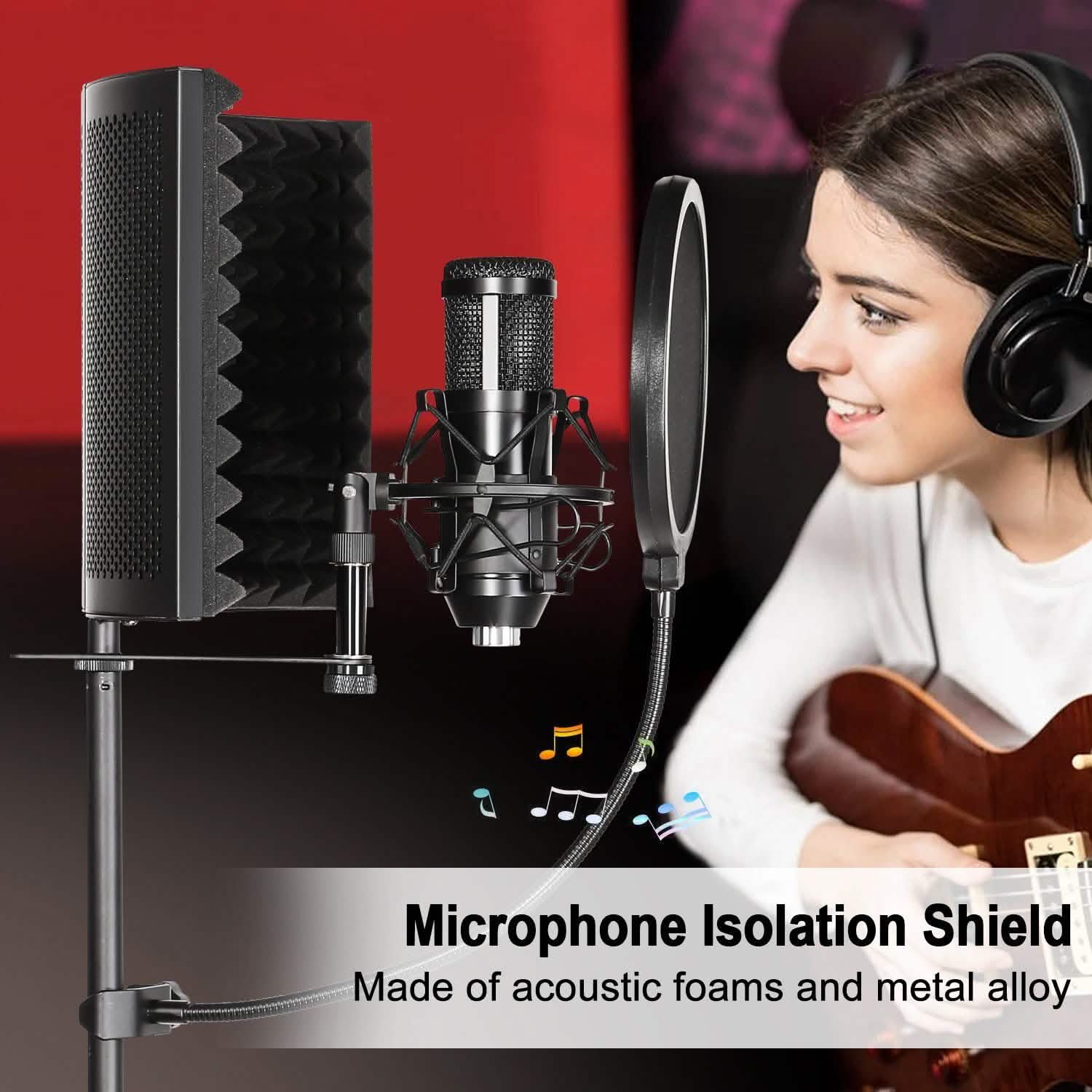 Filtre anti-pop pliable avec trépied réglable pour microphone