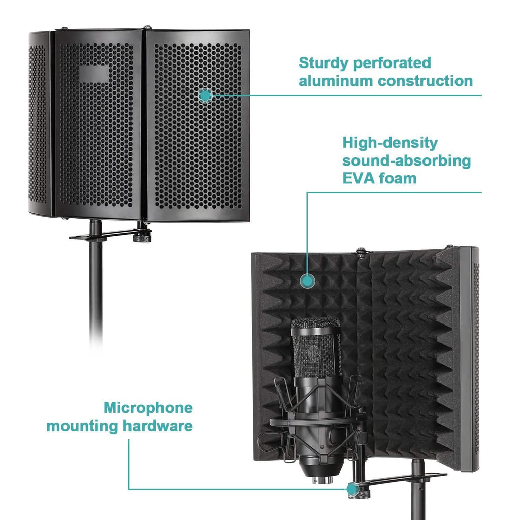 Filtre anti-pop pliable avec trépied réglable pour microphone