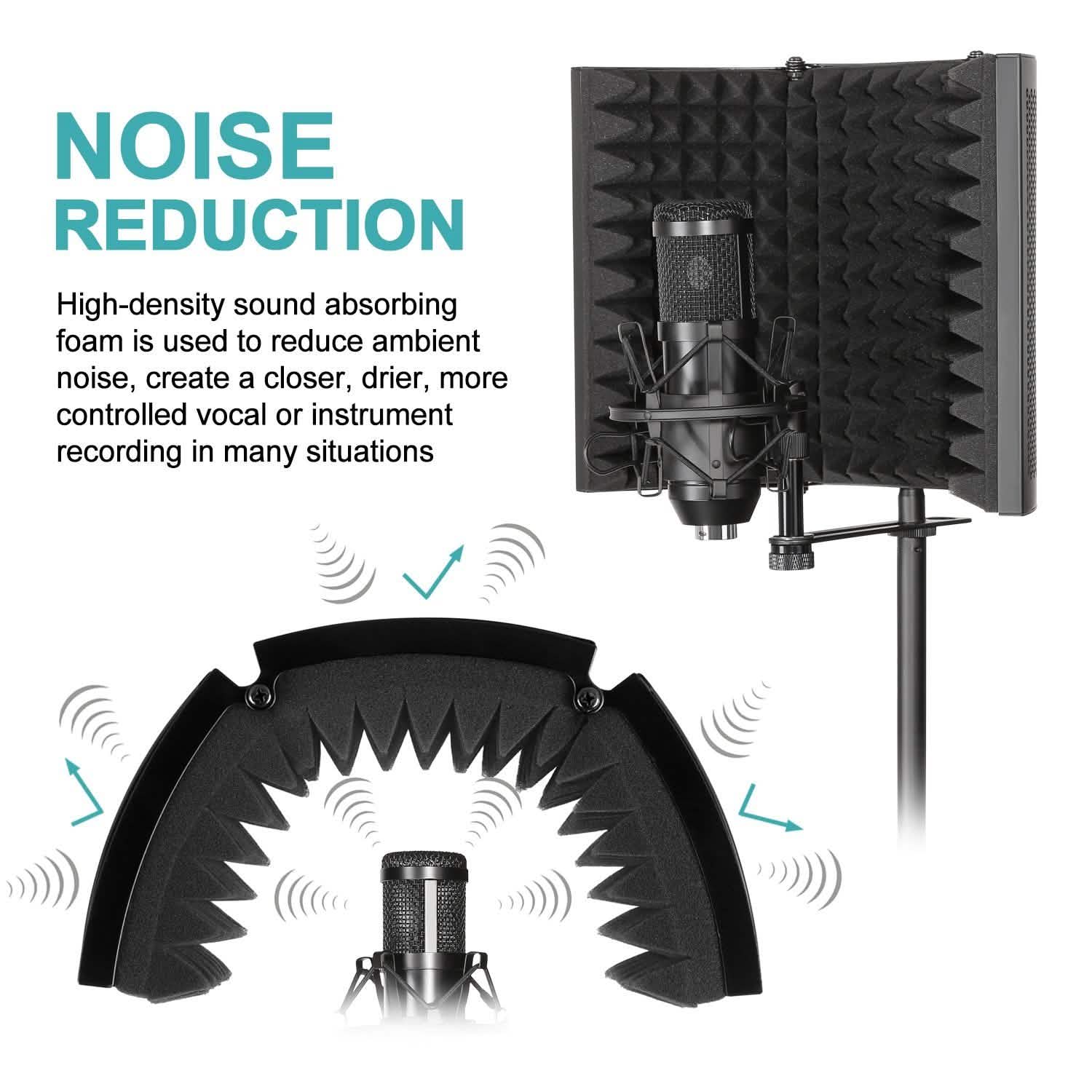 Filtre anti-pop pliable avec trépied réglable pour microphone
