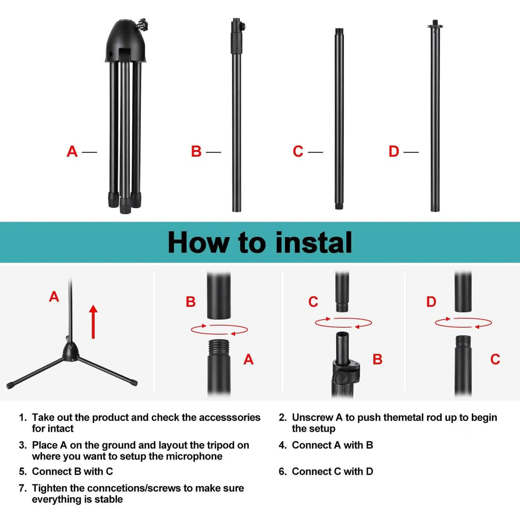 Filtre anti-pop pliable avec trépied réglable pour microphone