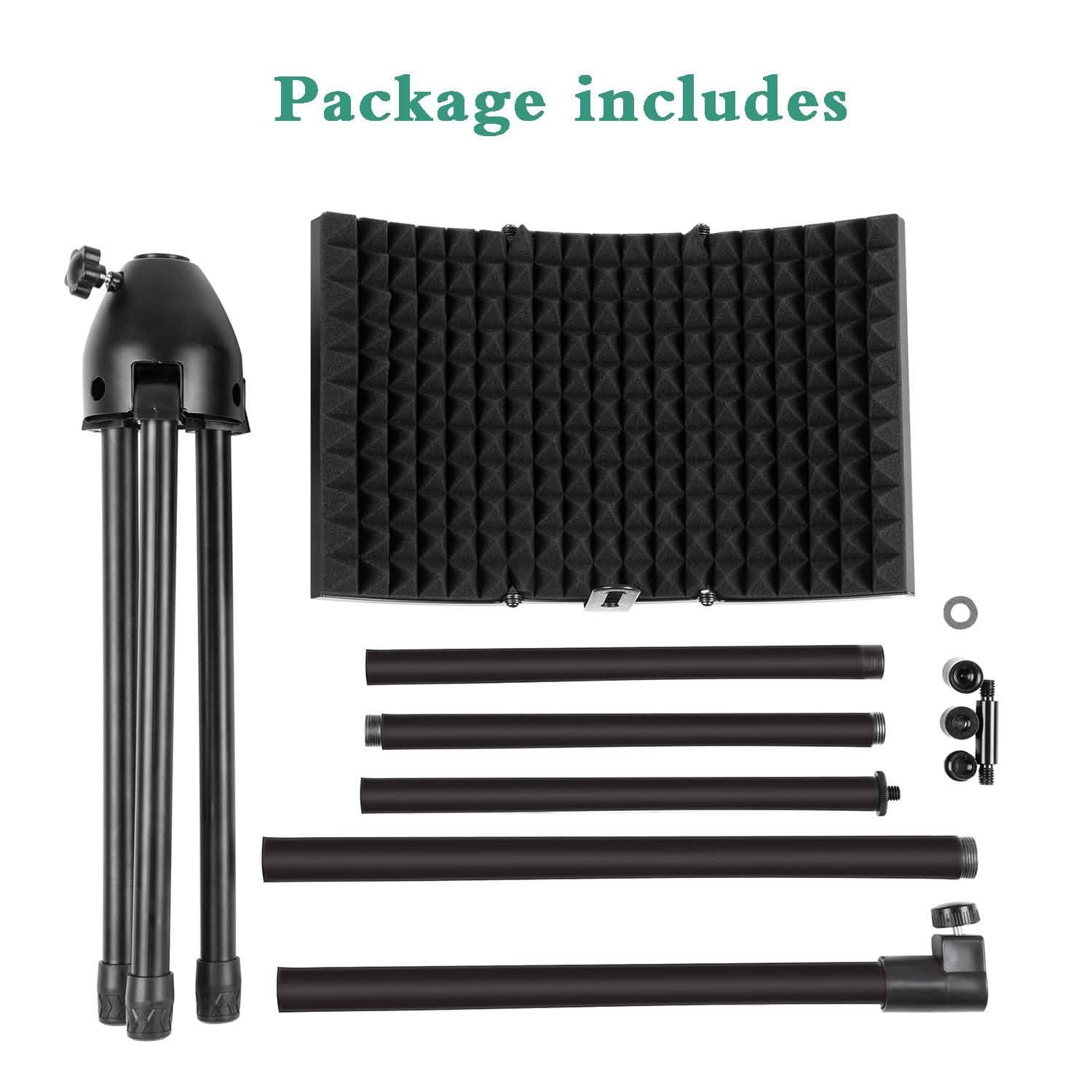 Filtre anti-pop pliable avec trépied réglable pour microphone