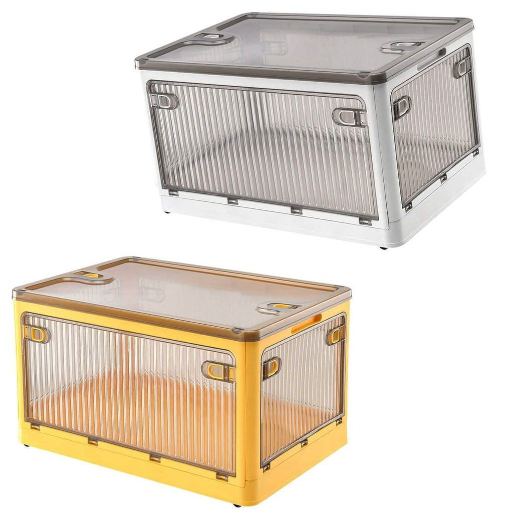 Bacs de rangement pliables avec couvercle 4 portes empilables et verrouillables