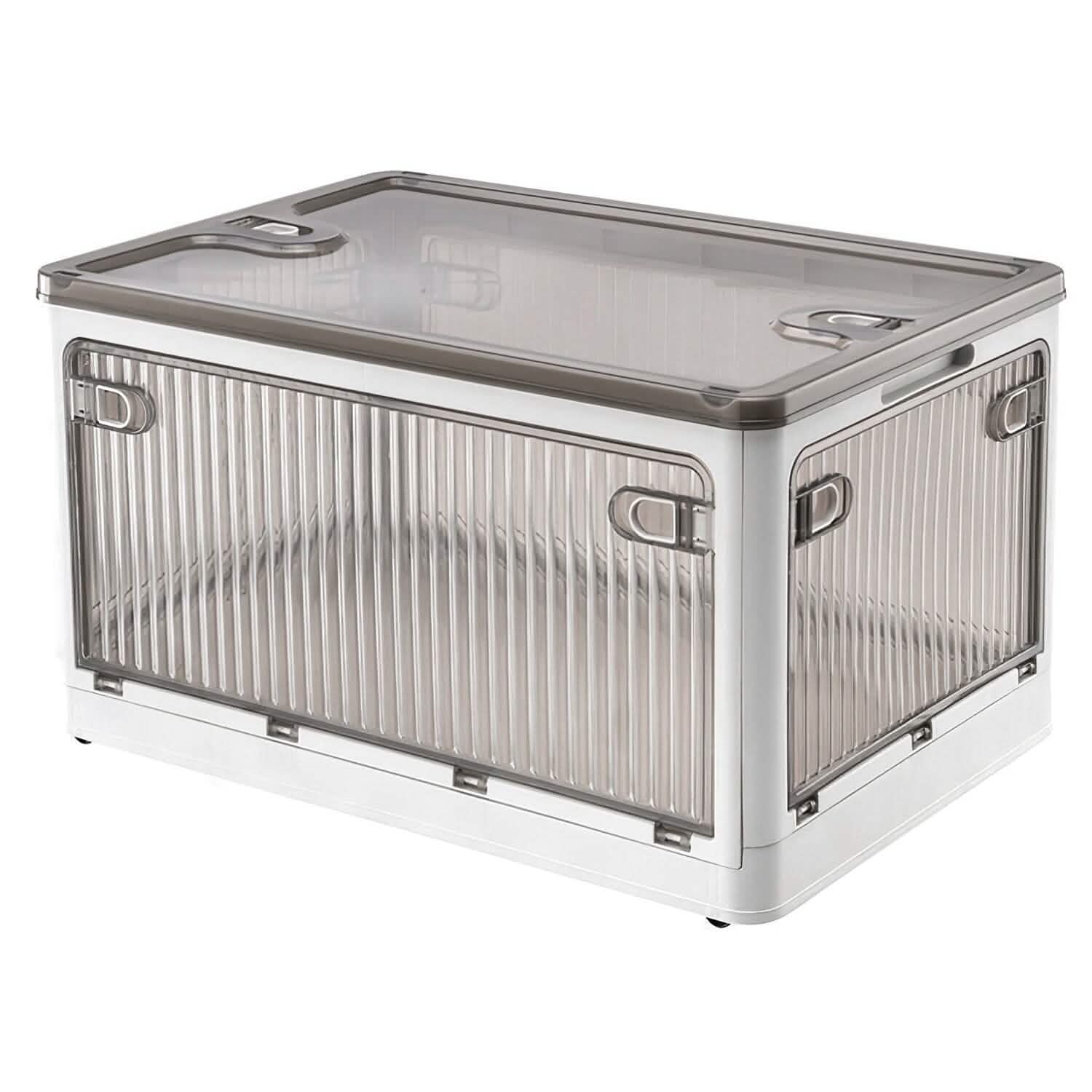 Bacs de rangement pliables avec couvercle 4 portes empilables et verrouillables