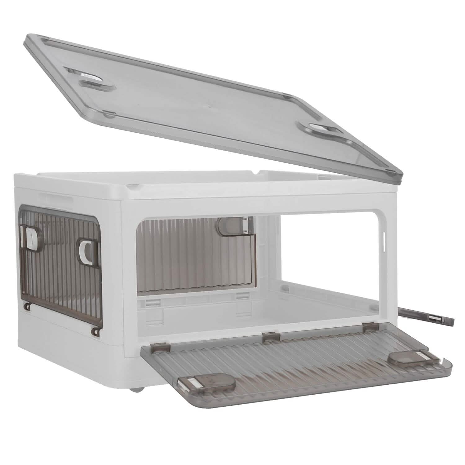 Bacs de rangement pliables avec couvercle 4 portes empilables et verrouillables