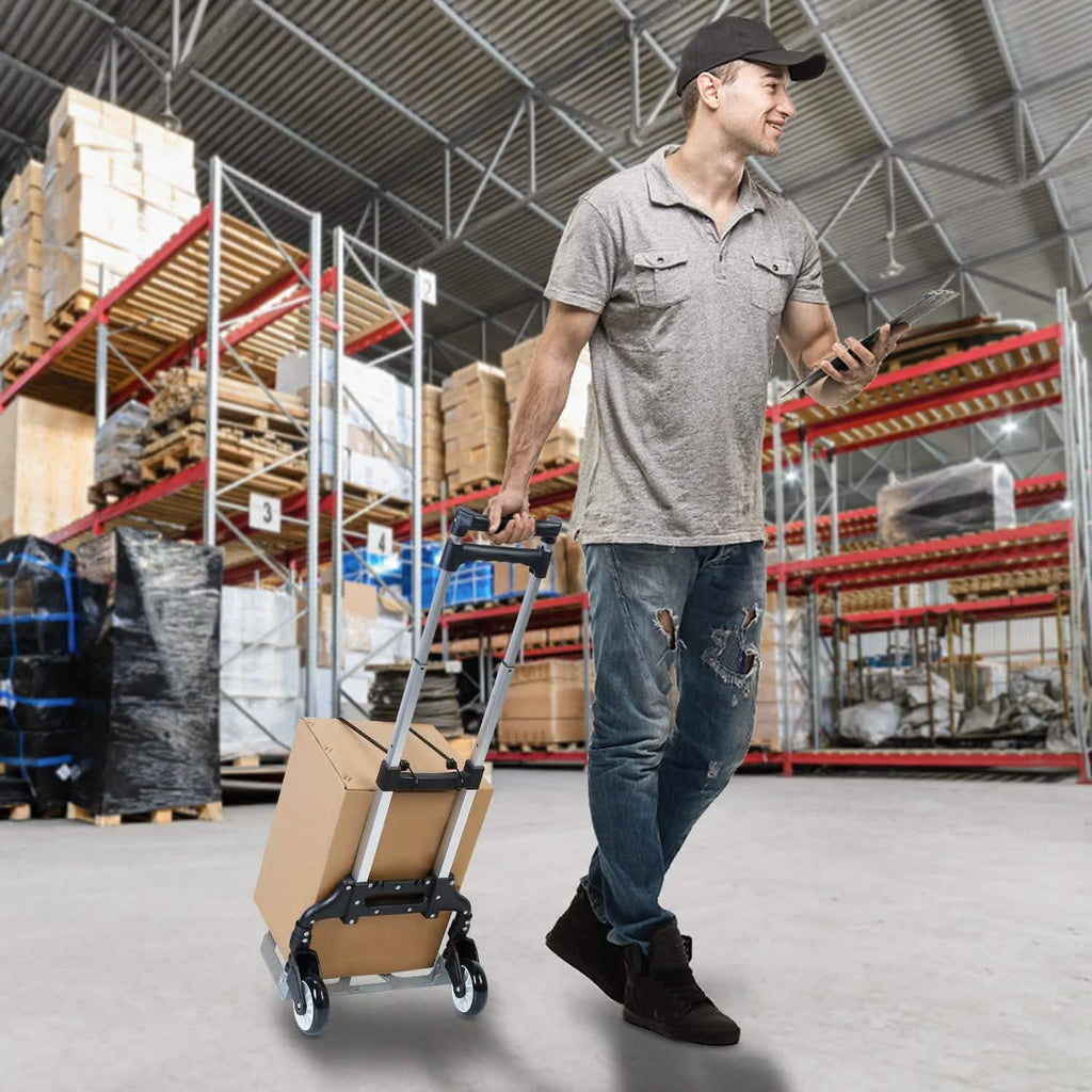 Chariot à bagages pliant avec corde élastique