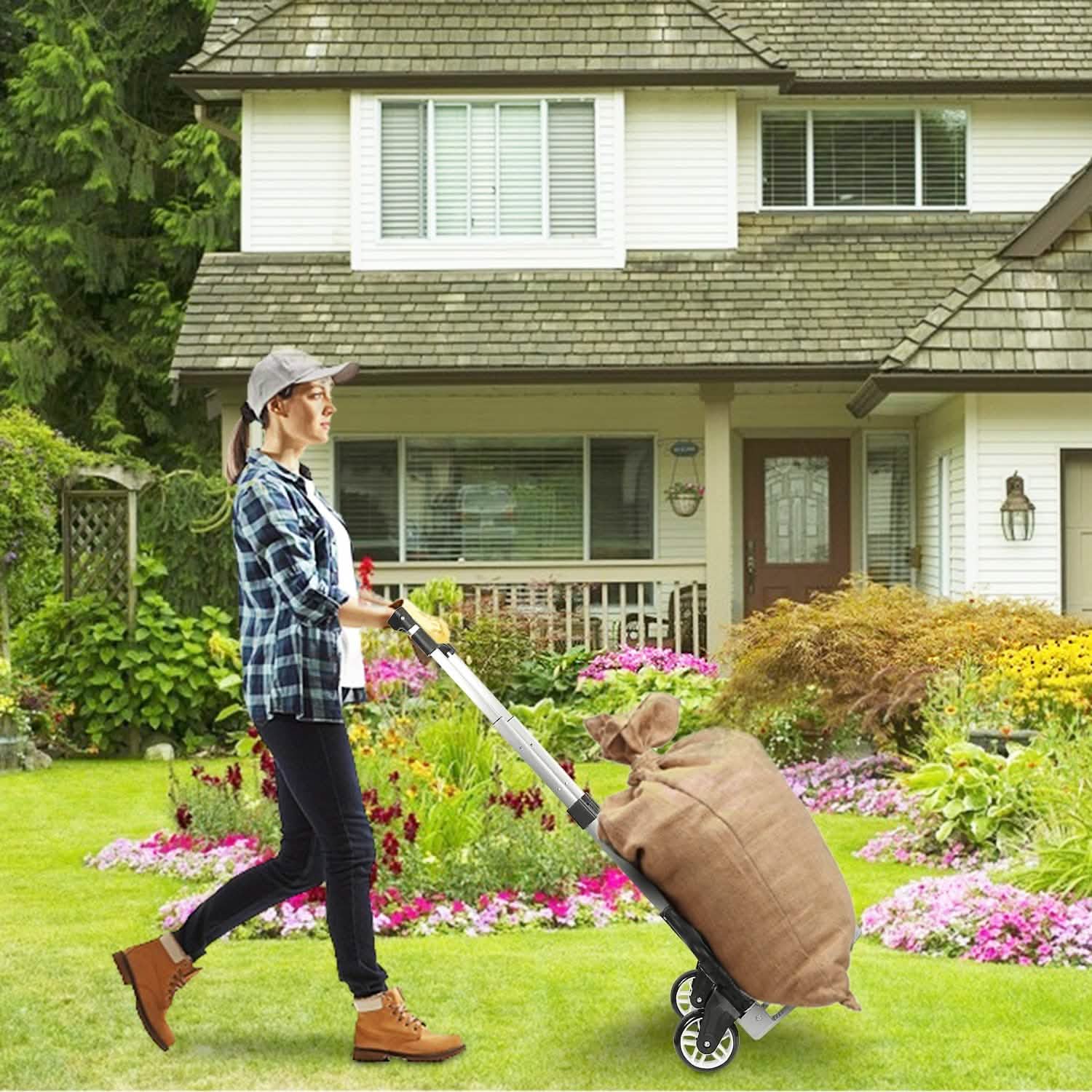 Chariot à bagages pliant avec corde élastique