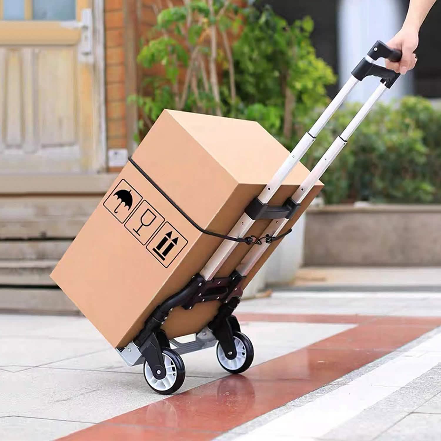 Chariot à bagages pliant avec corde élastique