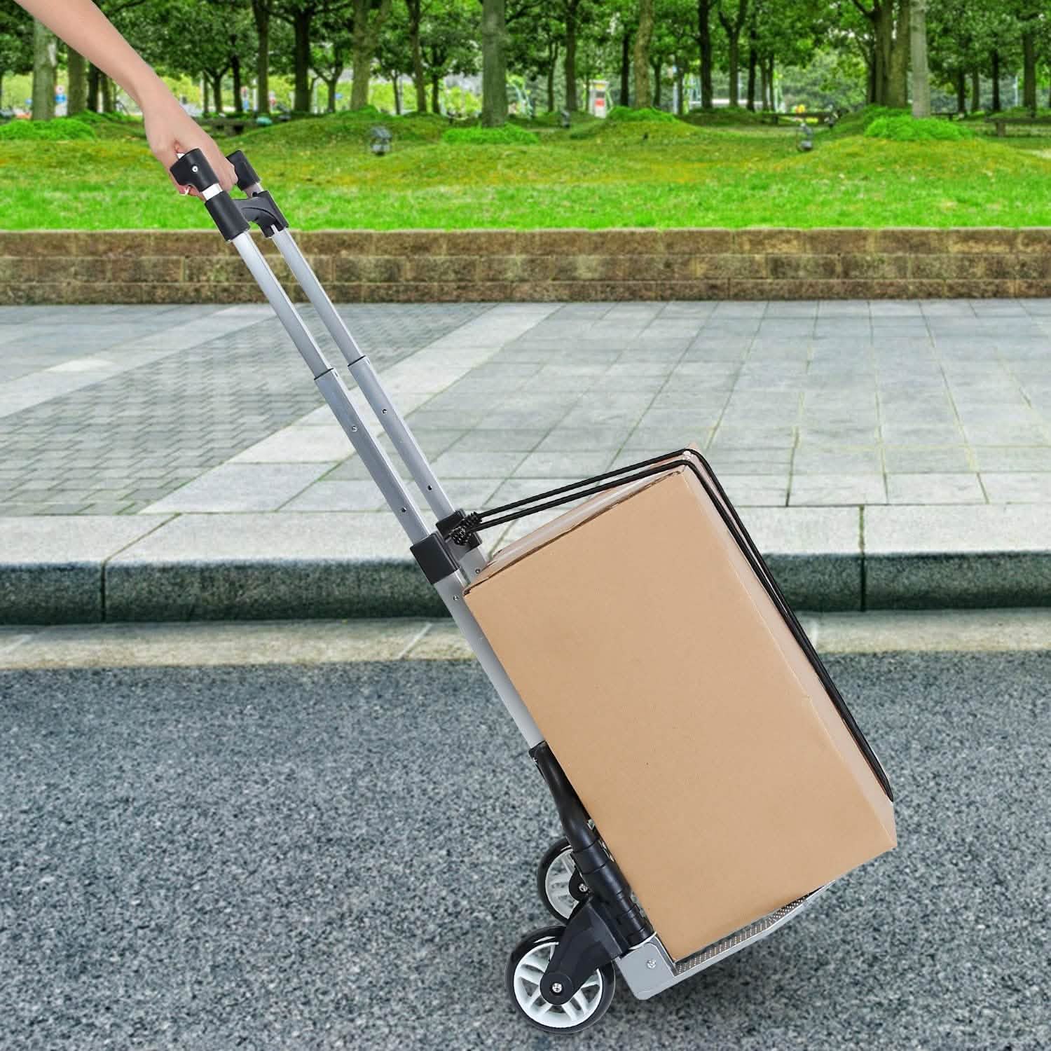 Chariot à bagages pliant avec corde élastique
