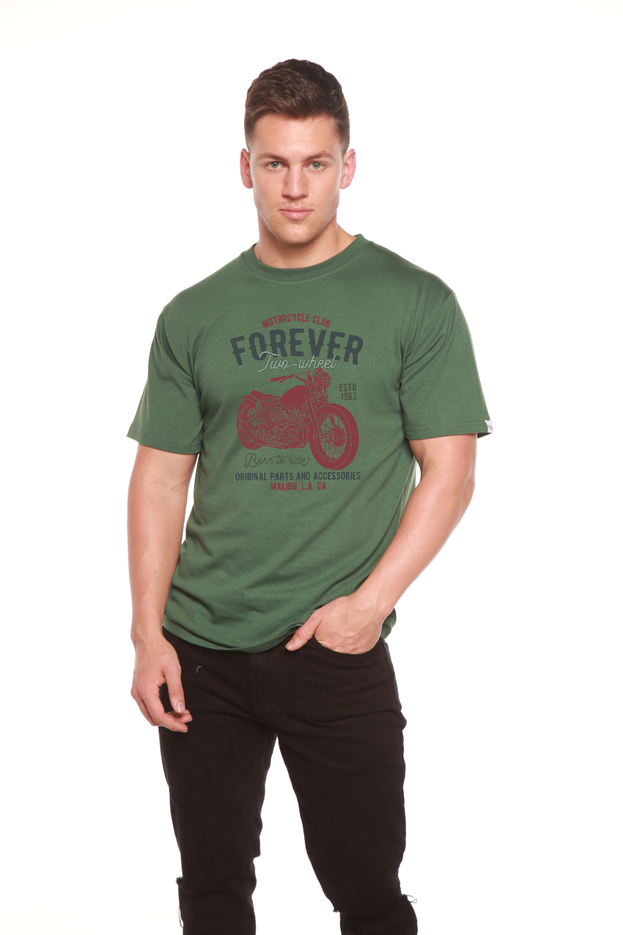 T-Shirt Graphique à Manches Courtes Homme FOREVER TWO WHEEL en Viscose de Bambou/Coton Biologique