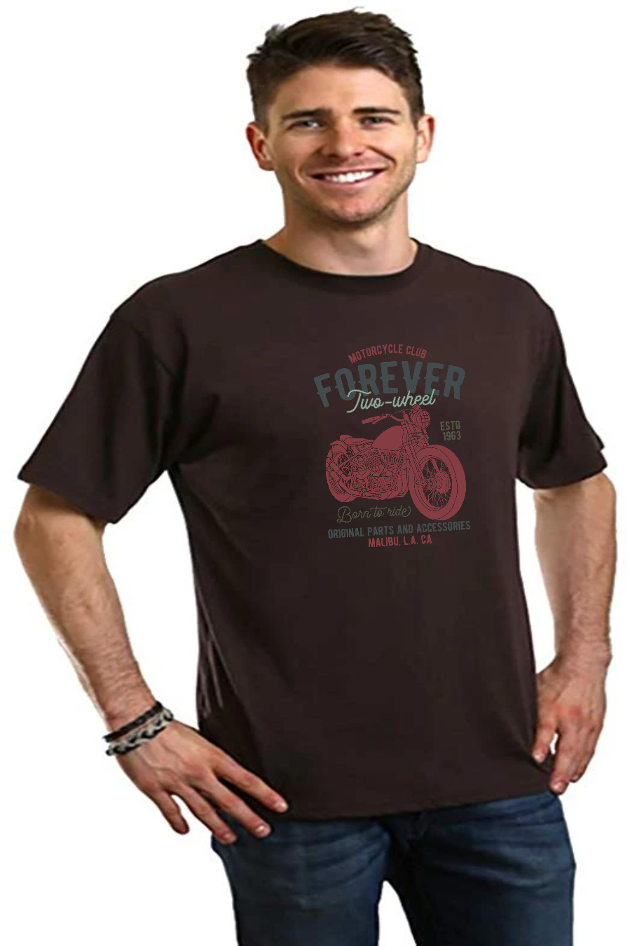 T-Shirt Graphique à Manches Courtes Homme FOREVER TWO WHEEL en Viscose de Bambou/Coton Biologique