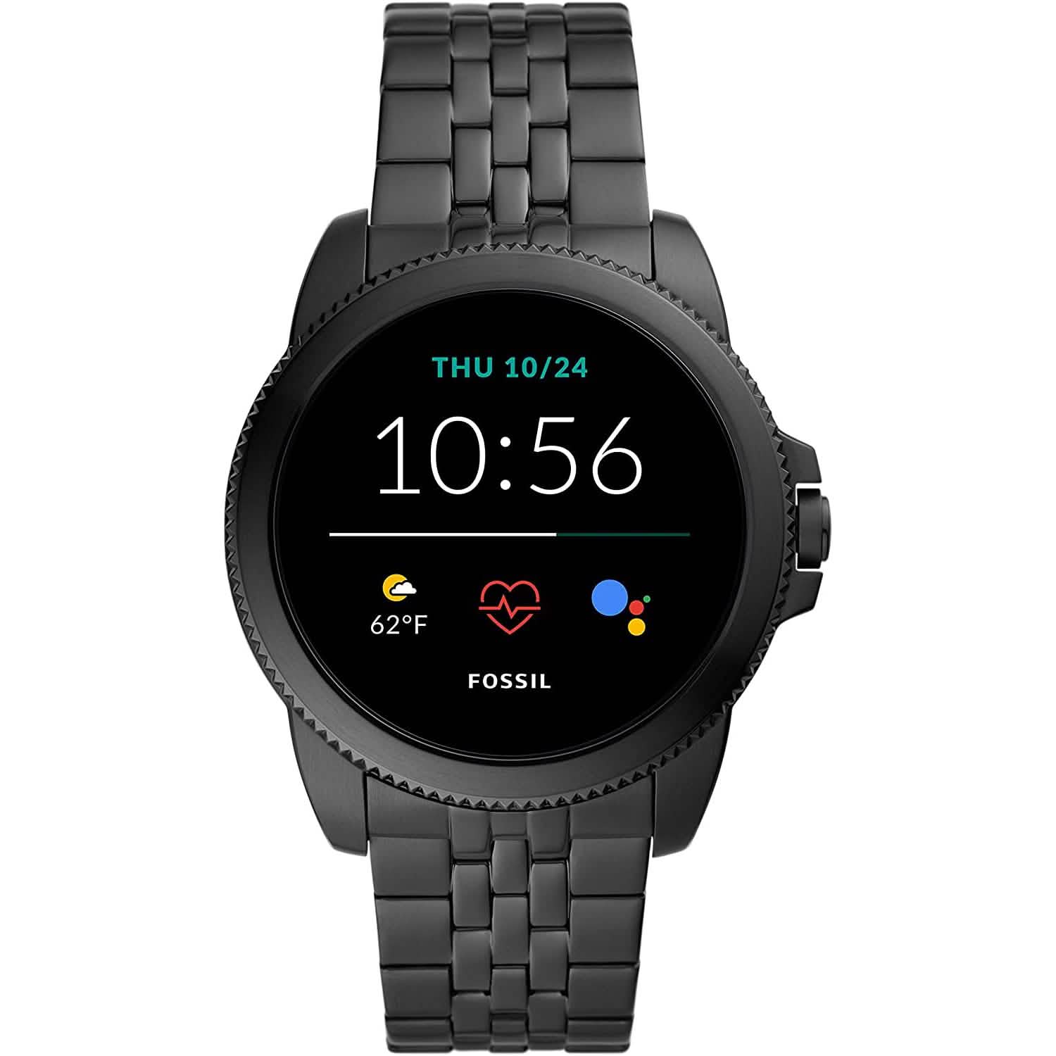 Montre intelligente Fossil Gen 5E à écran tactile de 44 mm en acier inoxydable pour homme avec Alexa