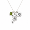 Collier Renard – Argent sterling avec pierre de naissance et breloque initiale