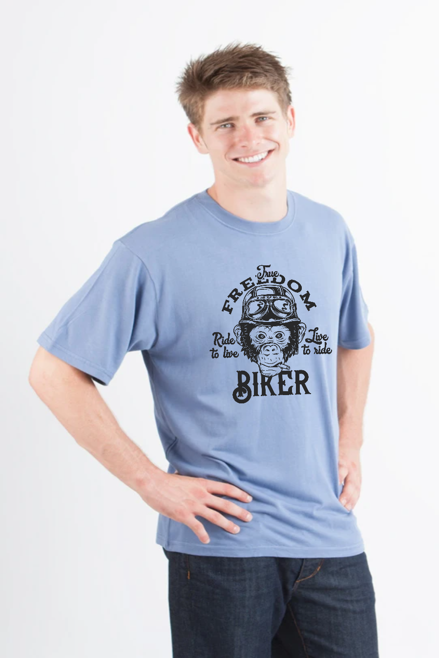 T-shirt graphique à manches courtes pour homme Freedom Biker en viscose de bambou/coton biologique