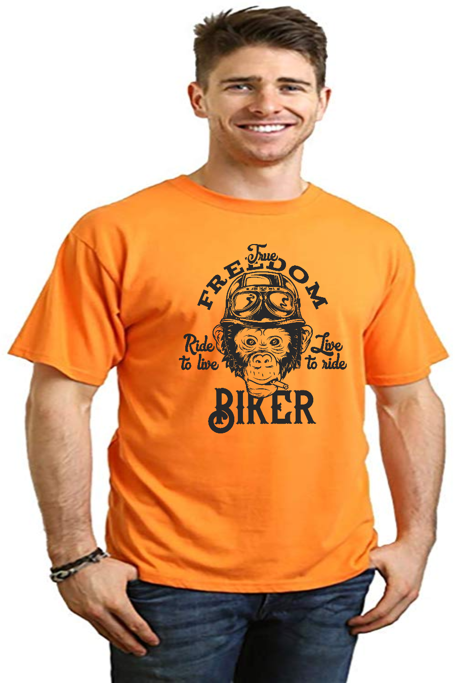 T-shirt graphique à manches courtes pour homme Freedom Biker en viscose de bambou/coton biologique