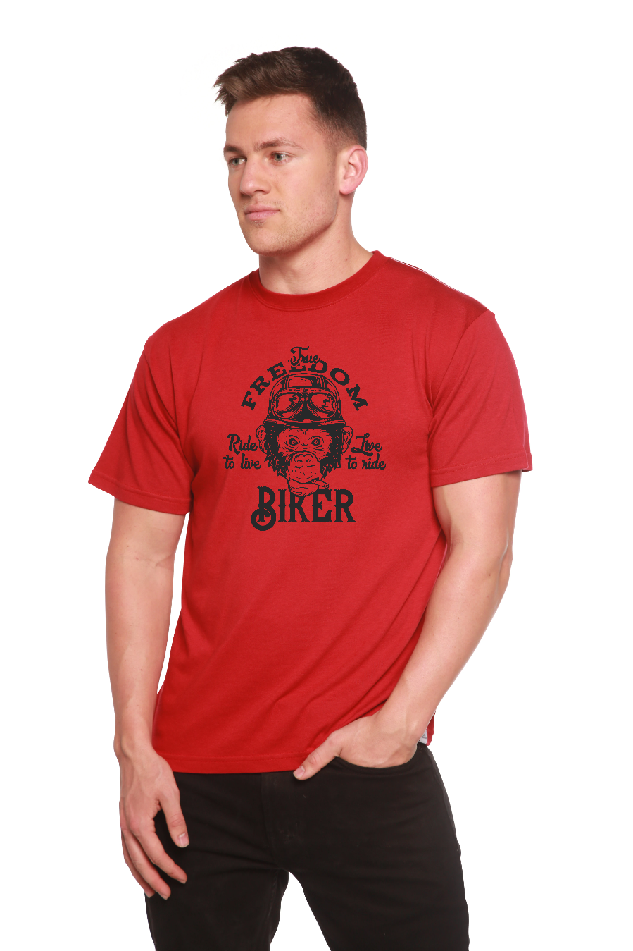 T-shirt graphique à manches courtes pour homme Freedom Biker en viscose de bambou/coton biologique