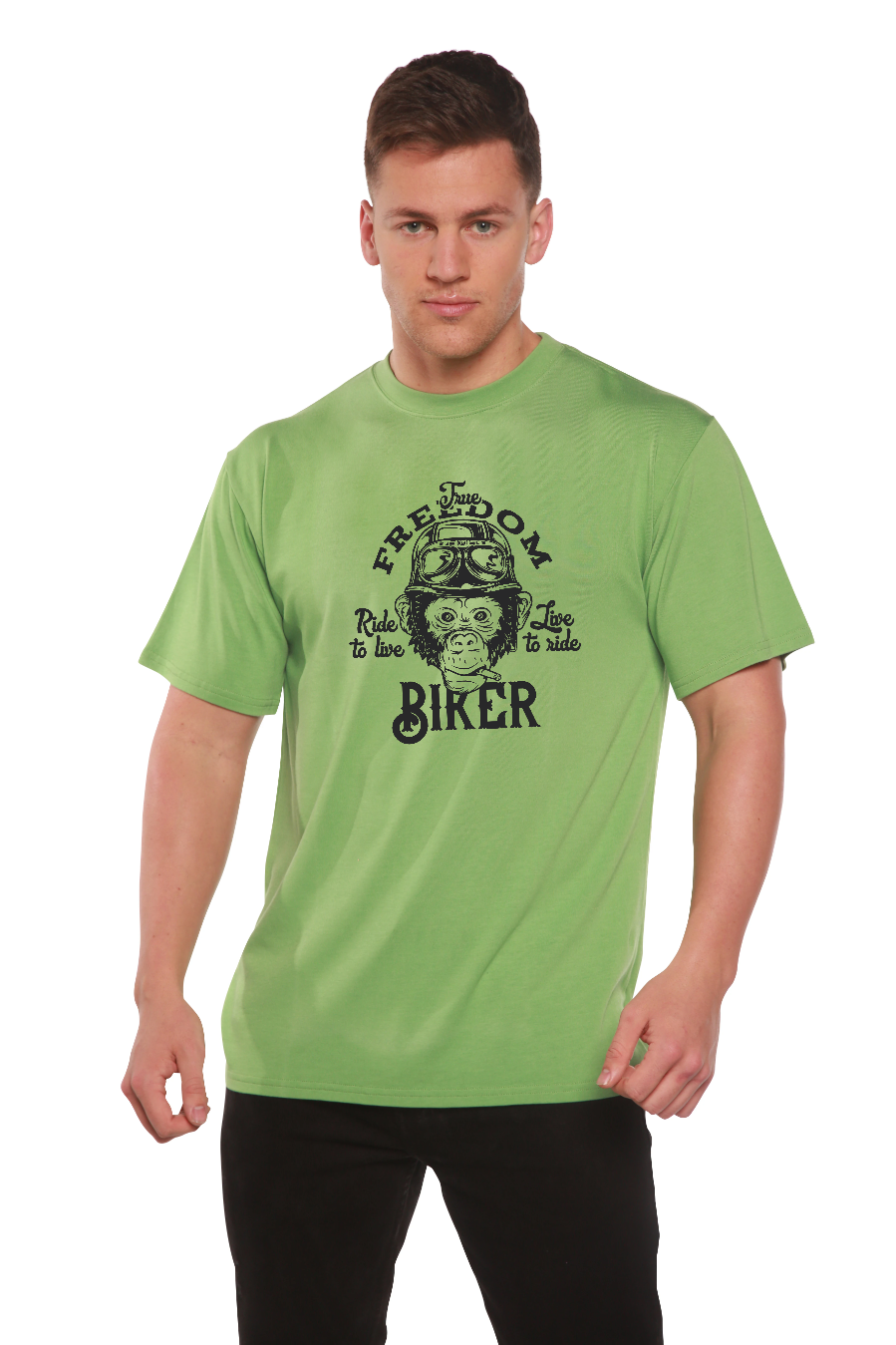 T-shirt graphique à manches courtes pour homme Freedom Biker en viscose de bambou/coton biologique