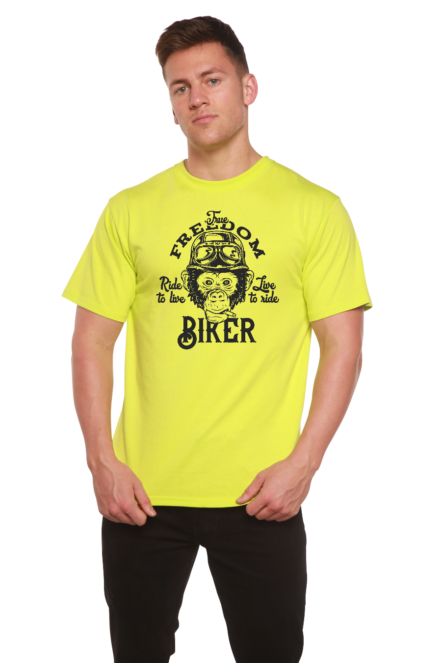 T-shirt graphique à manches courtes pour homme Freedom Biker en viscose de bambou/coton biologique