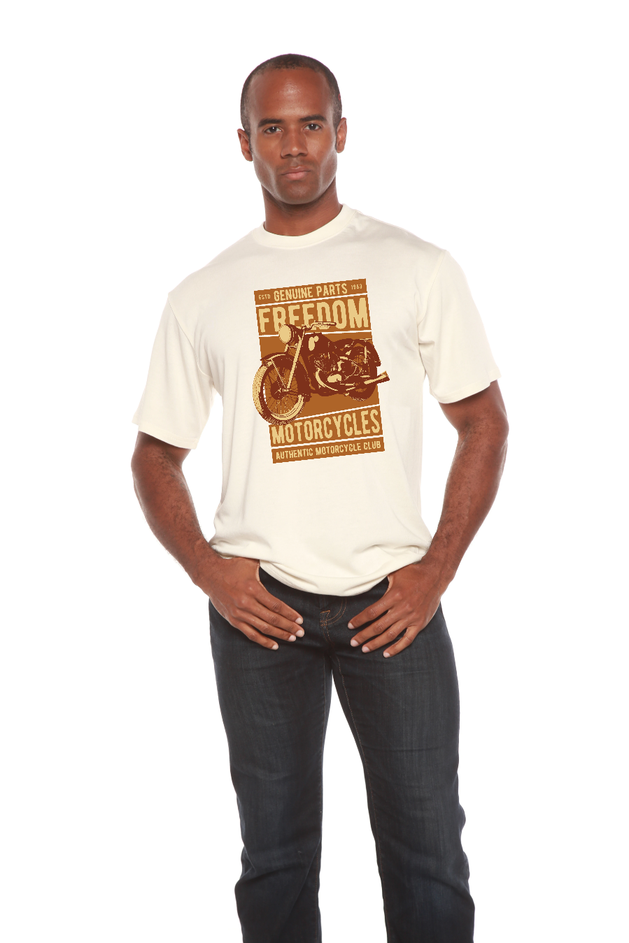T-shirt graphique à manches courtes pour homme Freedom Motorcycles en viscose de bambou/coton biologique