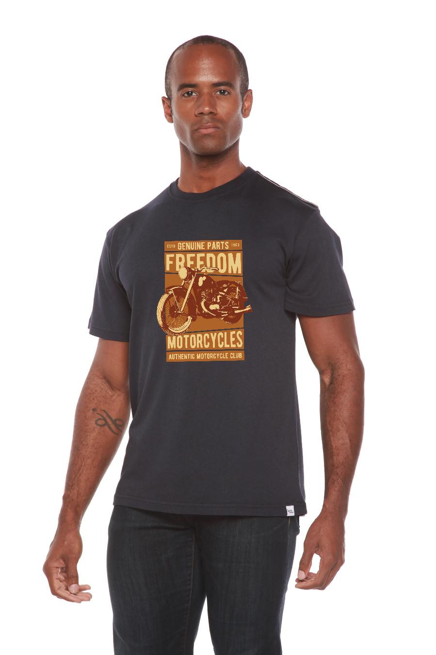 T-shirt graphique à manches courtes pour homme Freedom Motorcycles en viscose de bambou/coton biologique