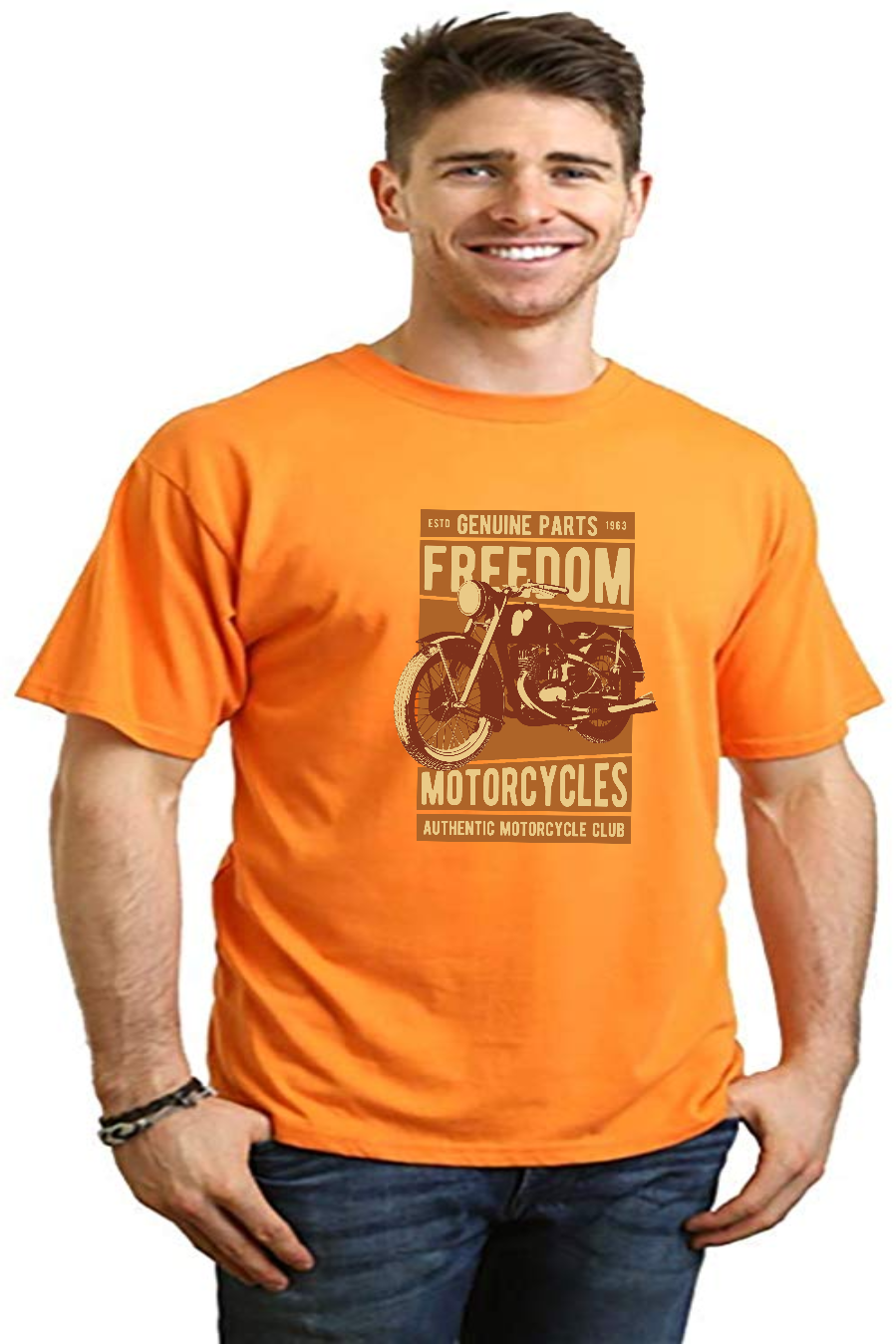 T-shirt graphique à manches courtes pour homme Freedom Motorcycles en viscose de bambou/coton biologique
