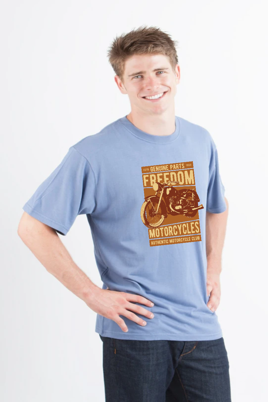 T-shirt graphique à manches courtes pour homme Freedom Motorcycles en viscose de bambou/coton biologique