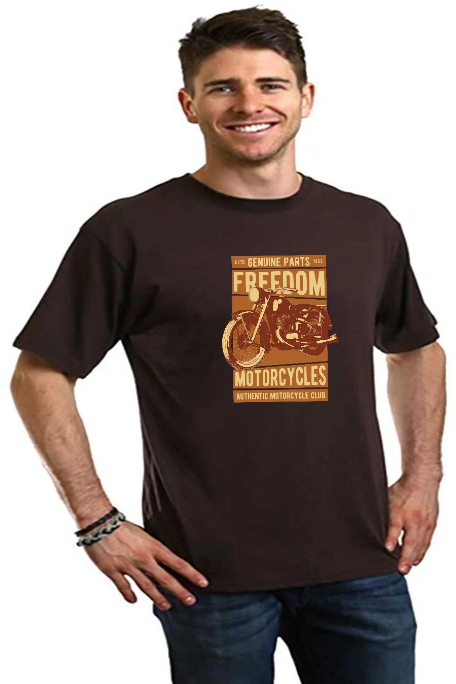 T-shirt graphique à manches courtes pour homme Freedom Motorcycles en viscose de bambou/coton biologique