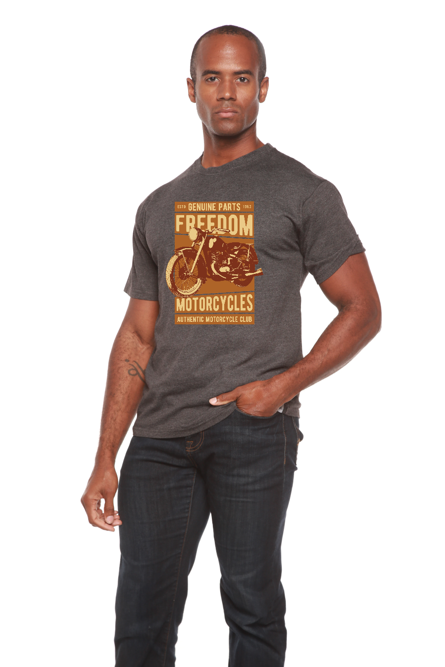T-shirt graphique à manches courtes pour homme Freedom Motorcycles en viscose de bambou/coton biologique
