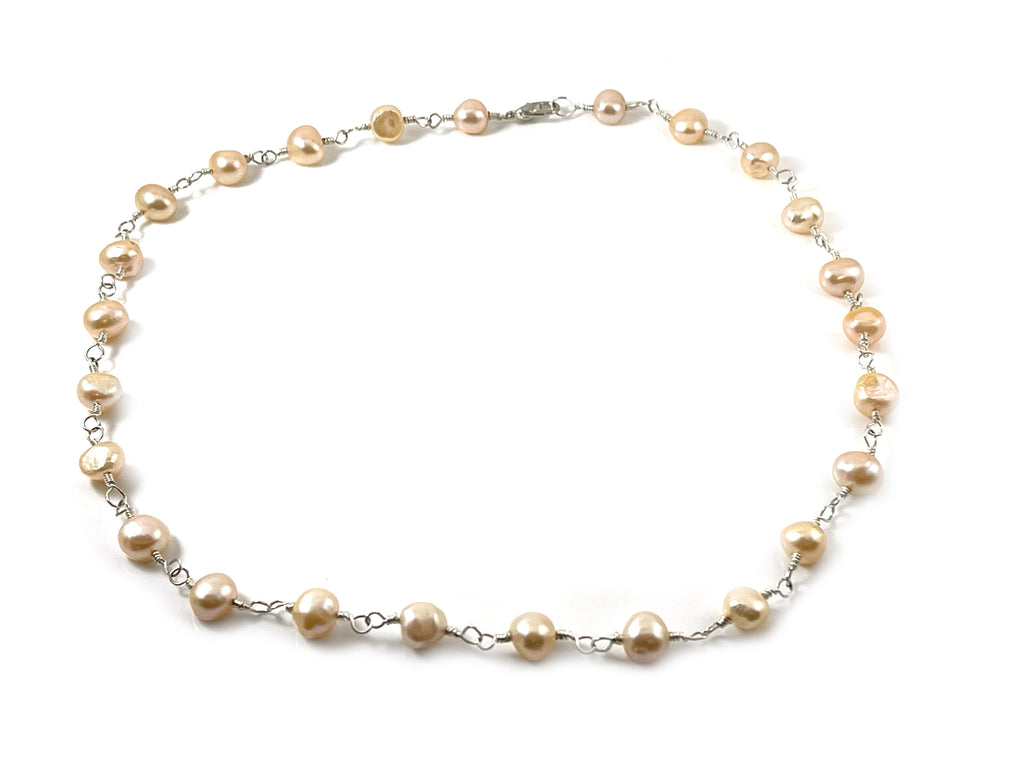 Ivory Freshwater Pearl Wire Wrapped Necklace