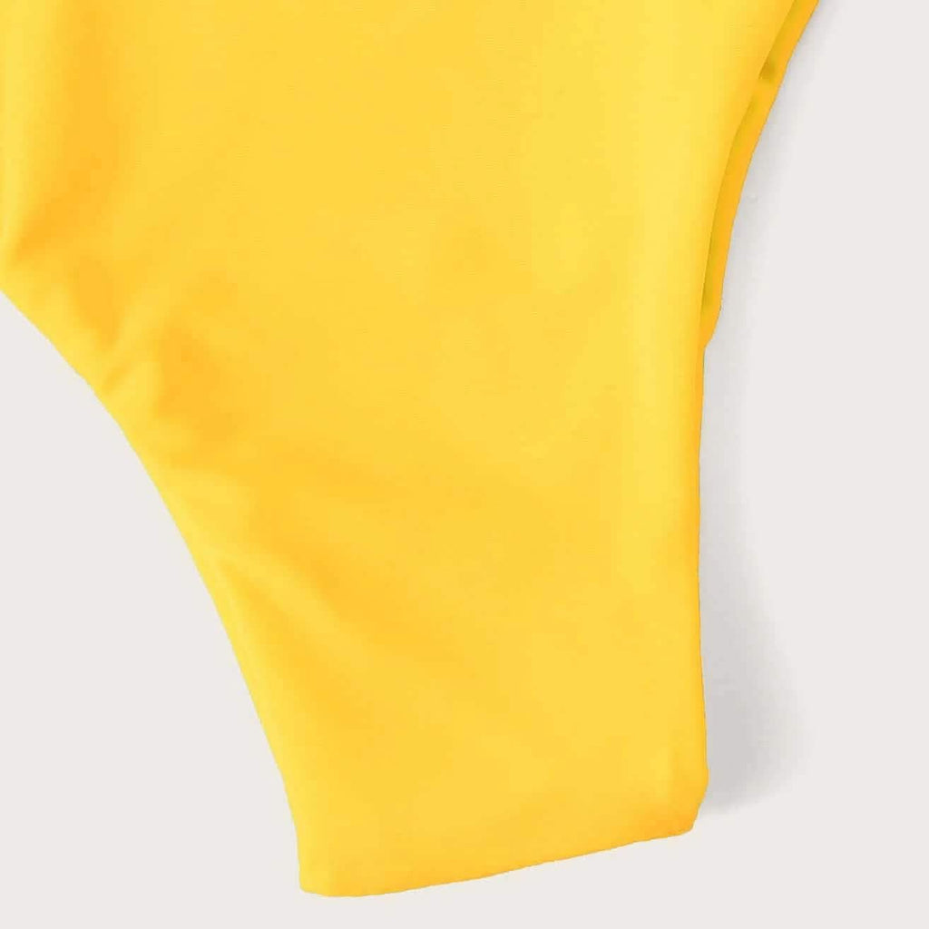 Maillot de bain bikini bandeau à volants et liens à nouer