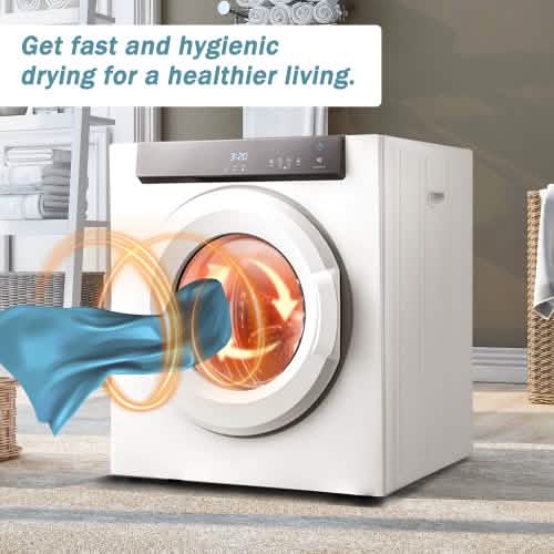 Sèche-linge à chargement frontal avec écran tactile et tambour en acier inoxydable
