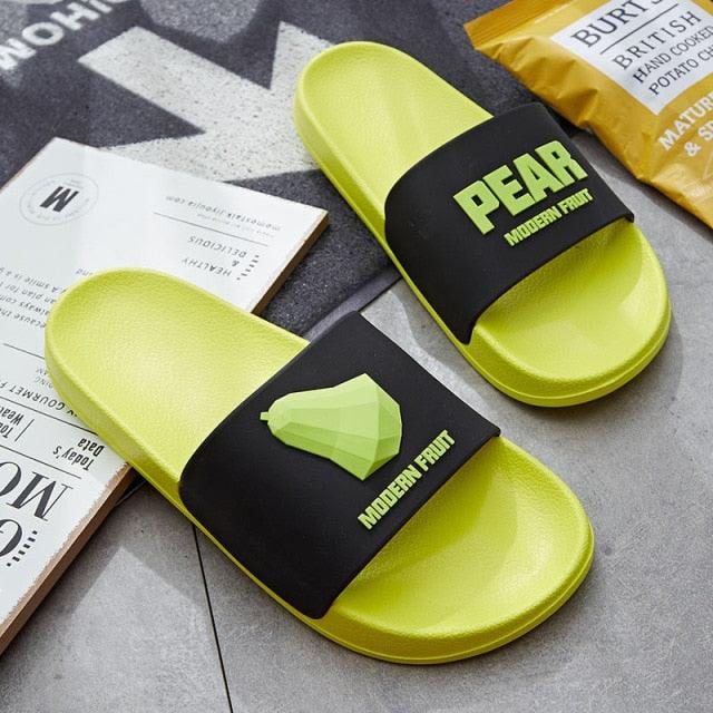 Chaussons d'été à lanières pour femmes, motif banane, tongs de maison d'intérieur, antidérapantes, pour salle de bain, motif orange, sandales douces et antidérapantes pour douche et bain