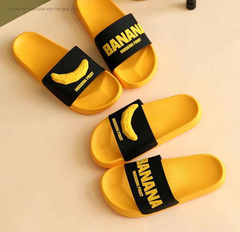 Chaussons d'été à lanières pour femmes, motif banane, tongs de maison d'intérieur, antidérapantes, pour salle de bain, motif orange, sandales douces et antidérapantes pour douche et bain