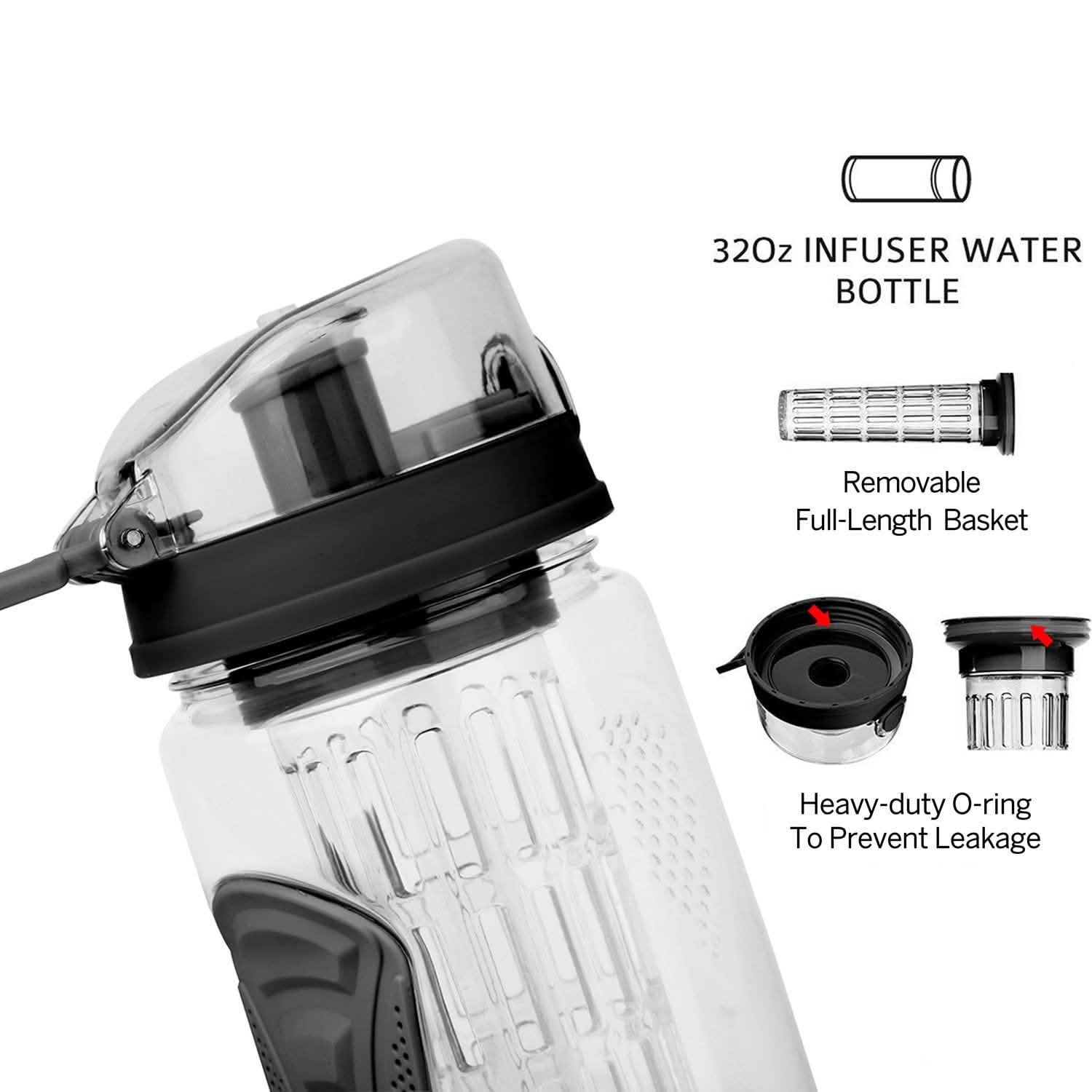 Bouteille d'eau infuseur de fruits 950 ml Shaker à jus