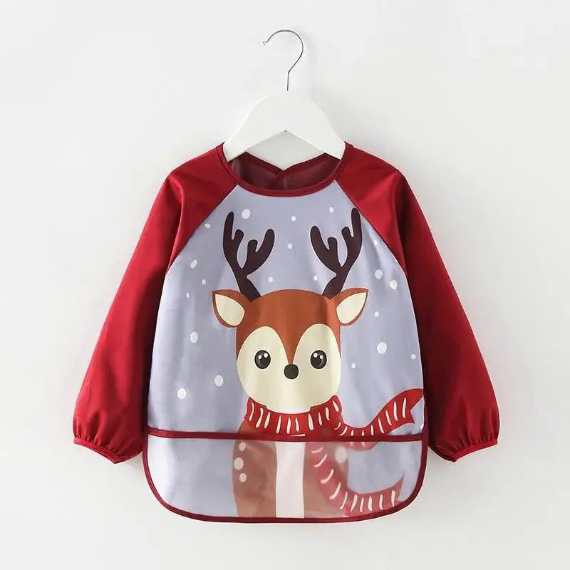 Bavette de tablier à manches longues, imperméable, réglable, avec poche, motif dessin animé mignon, pour bébés, un cadeau merveilleux