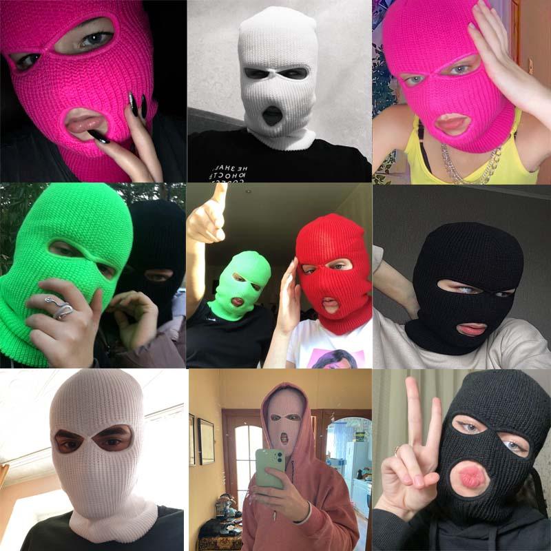 Masque intégral cagoule 3 trous en tricot pour ski d'hiver, cyclisme, tactique militaire, chapeau bonnet, écharpe, masques chauds, cagoule en tricot intégral, chapeaux cagoules, bonnets brodés amusants, casquettes en tricot à trous, masque intégral.
