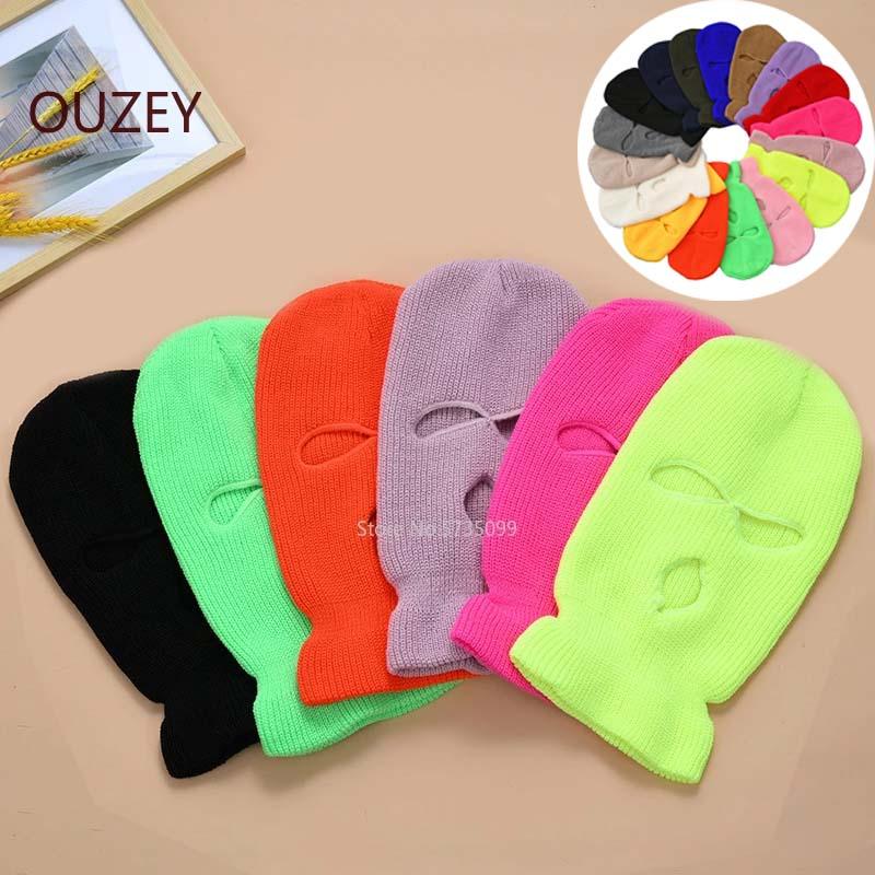 Masque intégral cagoule 3 trous en tricot pour ski d'hiver, cyclisme, tactique militaire, chapeau bonnet, écharpe, masques chauds, cagoule en tricot intégral, chapeaux cagoules, bonnets brodés amusants, casquettes en tricot à trous, masque intégral.