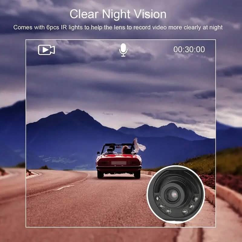 Caméra embarquée Full HD 1080p avec grand angle de vue de 140° et vision nocturne infrarouge