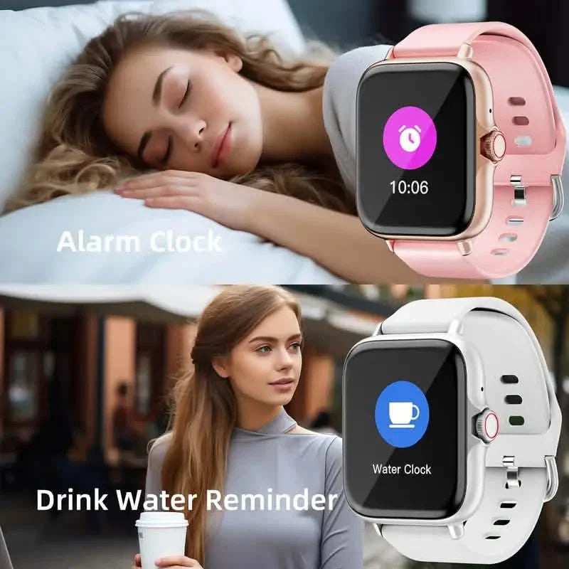 Montre connectée plein écran tactile avec suivi d'activité, fonctions d'appel et de message, podomètre et plus encore