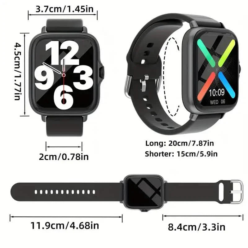 Montre connectée plein écran tactile avec suivi d'activité, fonctions d'appel et de message, podomètre et plus encore