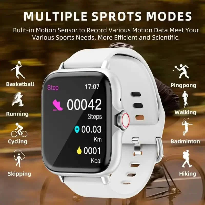 Montre connectée plein écran tactile avec suivi d'activité, fonctions d'appel et de message, podomètre et plus encore