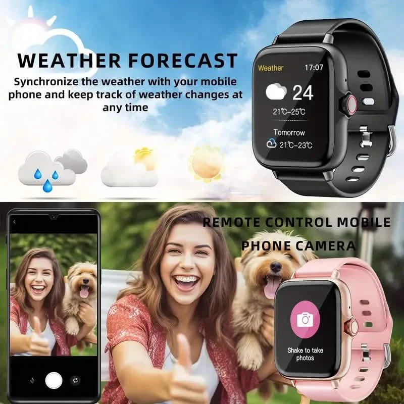 Montre connectée plein écran tactile avec suivi d'activité, fonctions d'appel et de message, podomètre et plus encore