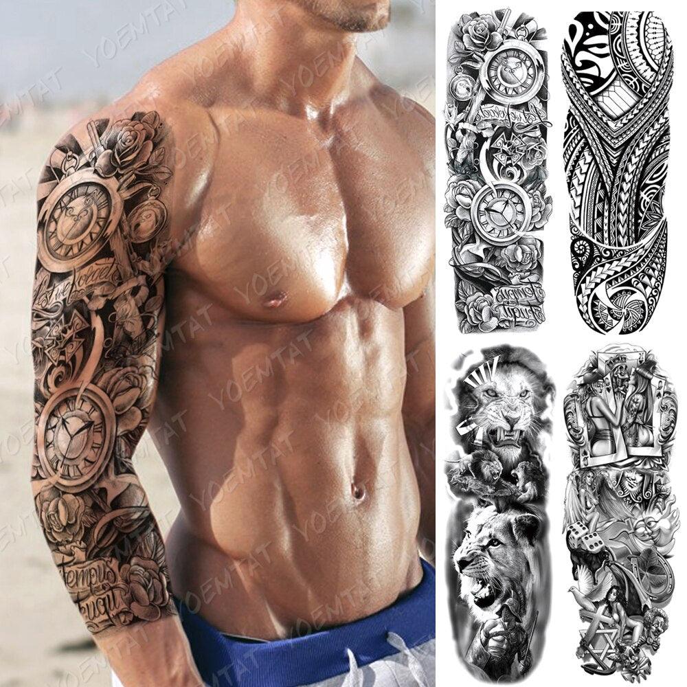 Tatouage temporaire réaliste étanche pour femme homme, autocollants de tigre de luxe grand format pour bras et cuisse
