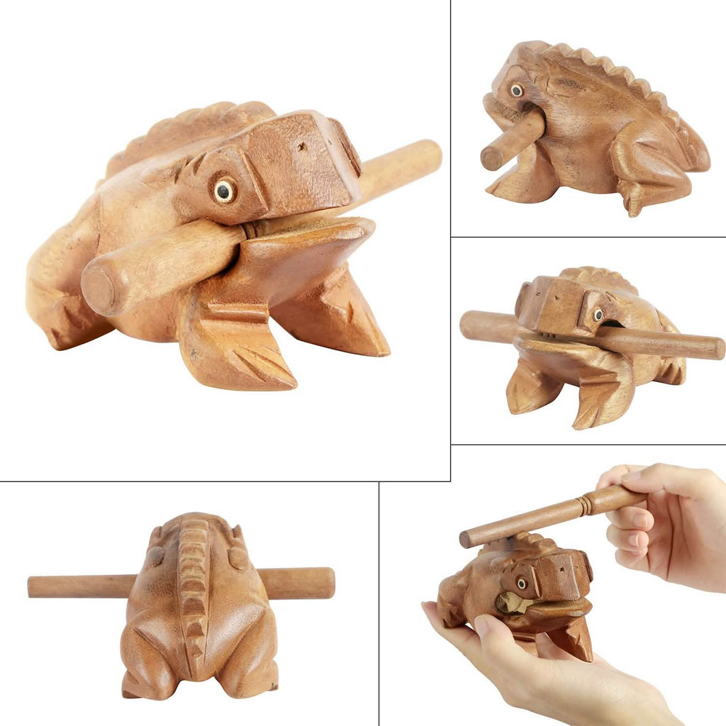 Instrument de percussion en bois en forme de grenouille