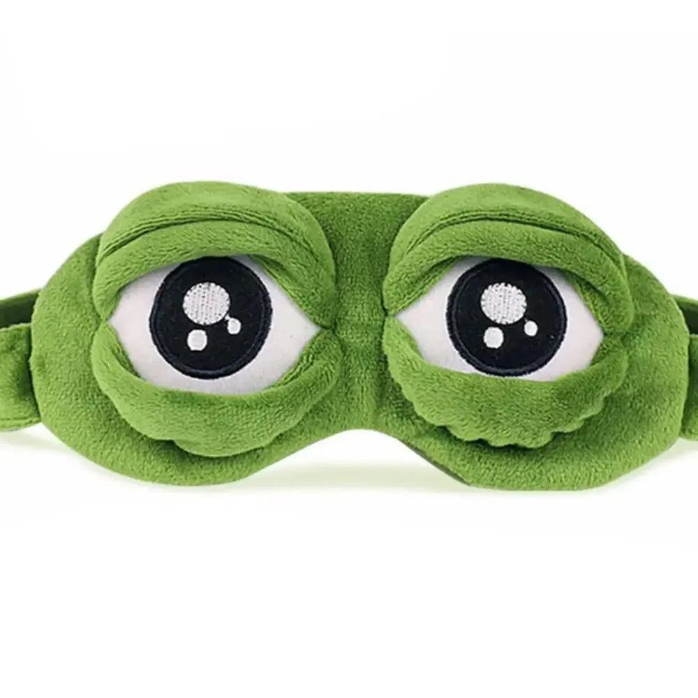 Masque de sommeil 3D amusant en forme d'œil de grenouille de dessin animé - Cache-œil vert confortable - Masque de sommeil doux pour voyage et bureau
