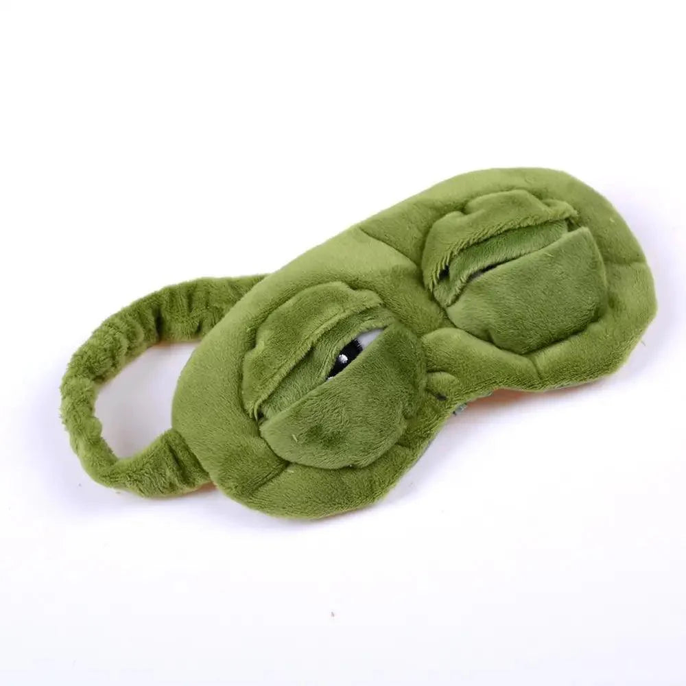 Masque de sommeil 3D amusant en forme d'œil de grenouille de dessin animé - Cache-œil vert confortable - Masque de sommeil doux pour voyage et bureau