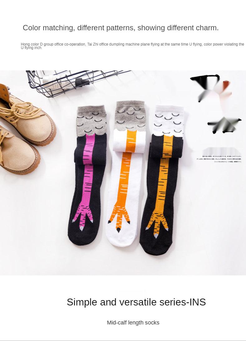 Chaussettes rigolotes poulet longues en coton à la mode drôles 3D unisexe au-dessus du genou chaussettes hautes Halloween Noël cadeau dessin animé chaussettes amusantes cuisse haute chaussettes pattes de poulet pour hommes et femmes