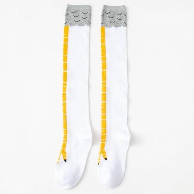 Chaussettes rigolotes poulet longues en coton à la mode drôles 3D unisexe au-dessus du genou chaussettes hautes Halloween Noël cadeau dessin animé chaussettes amusantes cuisse haute chaussettes pattes de poulet pour hommes et femmes