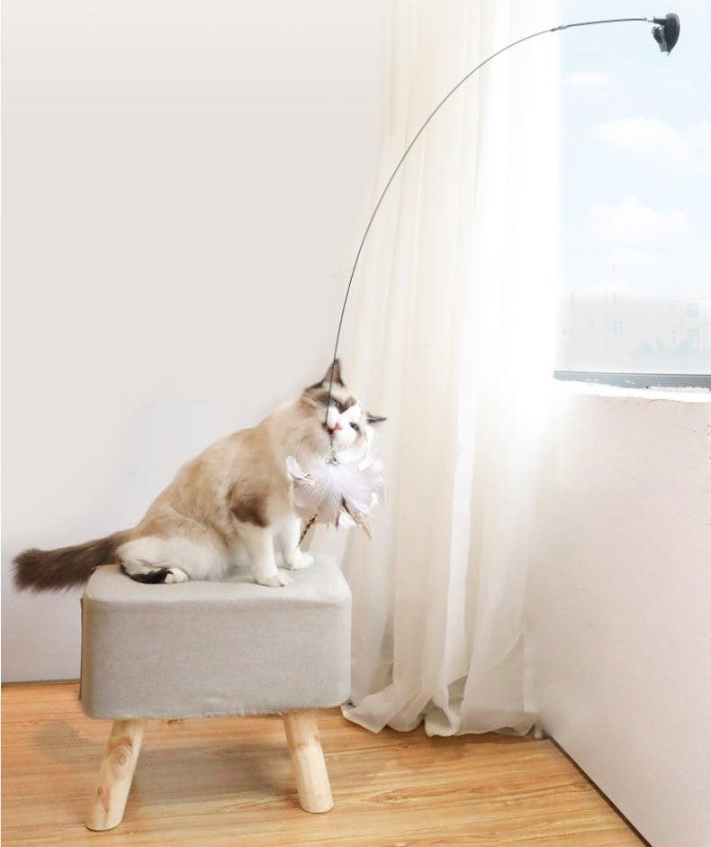 Jouet en forme de baguette pour chat, avec plume amusante et clochette, pour chaton, jouet interactif à agiter, avec peluche, jouet amusant pour l'exercice du chat